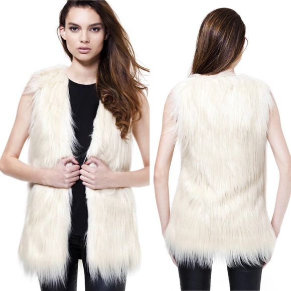 Unreal Fur play vest cream ivory vegan Medium - Picture 3 of 14